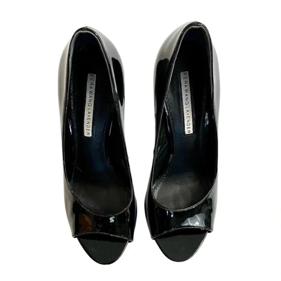 Vera Wang Lavender Open Toe Leather Heel Pumps - Picture 4 of 8